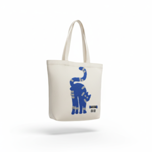 Home tote bag kucing bordir canvas blue