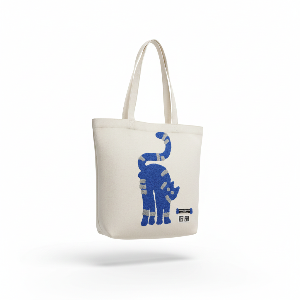 tote bag kucing bordir canvas blue tote bag kucing bordir canvas blue
